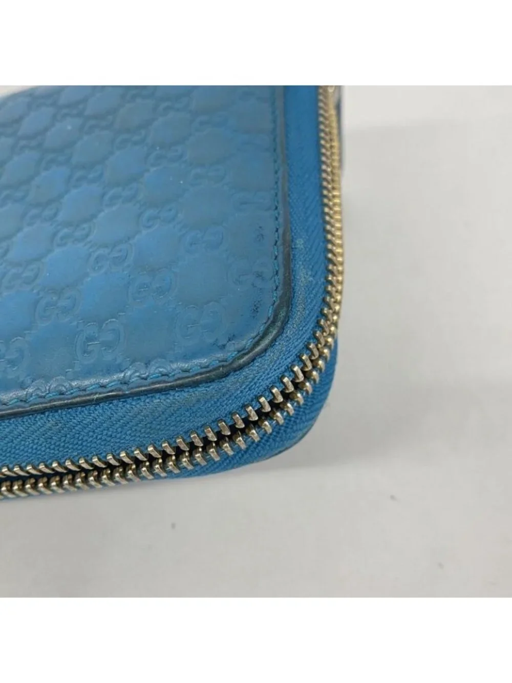 ★SOLD★ Gucci Wallet Micro Guccissima Leather Turquoise Blue Gold - Picture 6 of 9